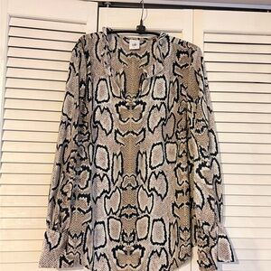 CAbi Snake Print Blouse - Black and Cream